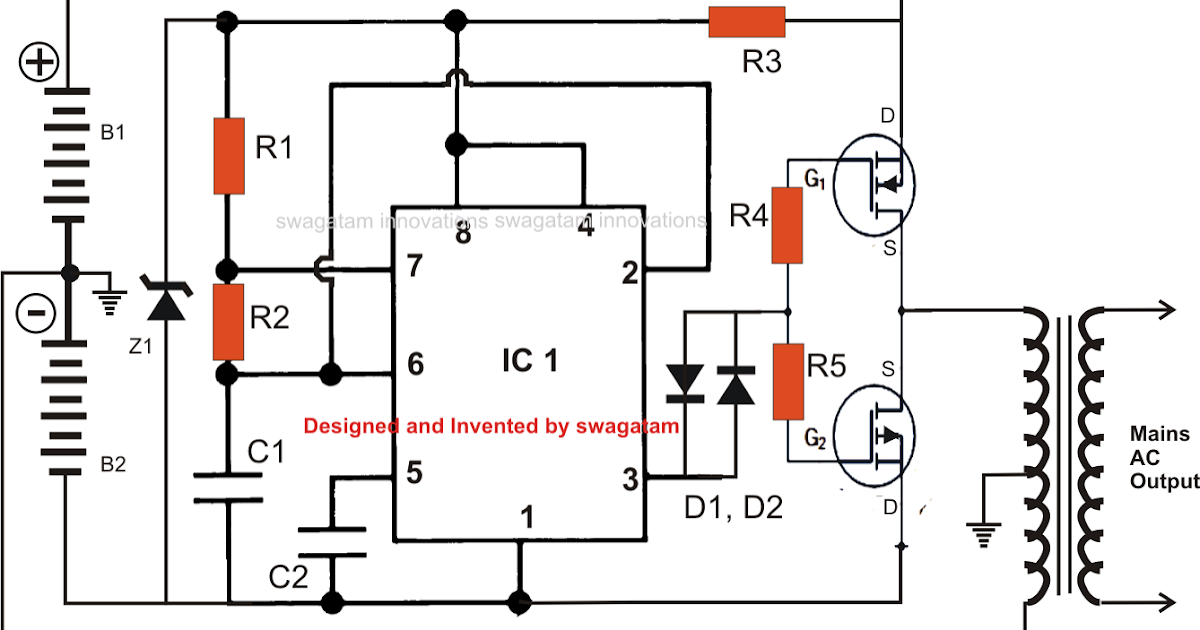 Simplest Power Inverter Circuit Using a Single 555 IC
