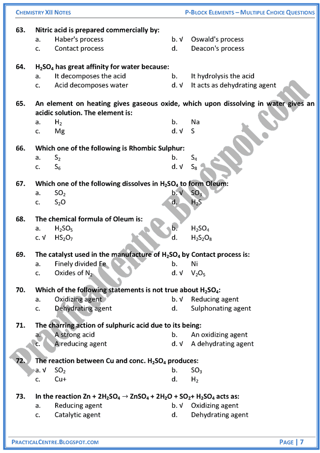 p-block-elements-mcqs-chemistry-12th