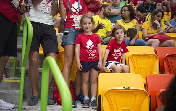 Prince Joachim, Princess Marie, Prince Felix, Prince Nikolai, Princess Athena and Prince Henrik at 2016 Summer Olympics in Rio