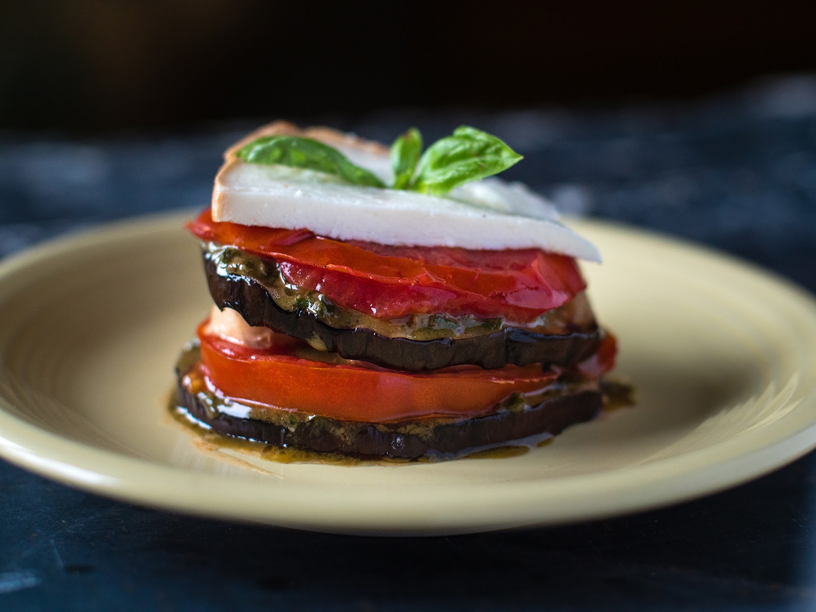 Grilled Eggplant and Tomato Stacks with Mozzarella and Pesto | Local Food Rocks