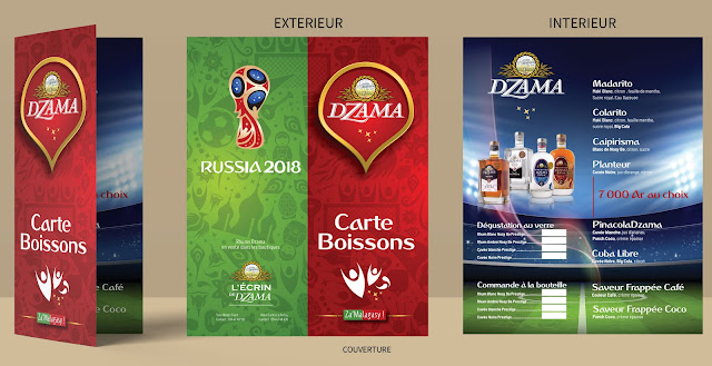 carte de bar cocktail Coupe du Monde 2018 Russia pour les rhums Dzama