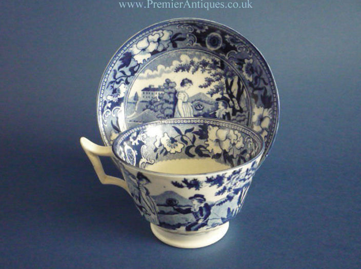Premier Antiques Early Blue and White Dawson Bird's Nest Pattern