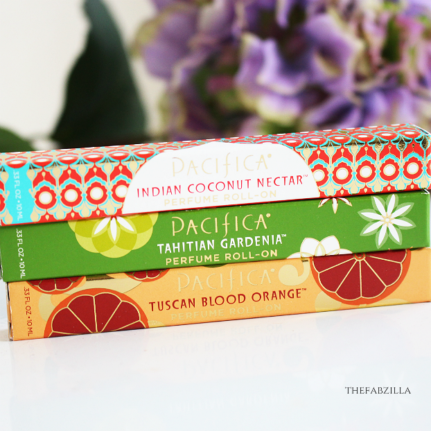 Pacifica Hand Cream, Pacifica Perfume Roll-On, Pacifica Indian Coconut Nectar, Pacifica Tahitian Gardenia, Pacifica Tuscan Blood Orange, Review