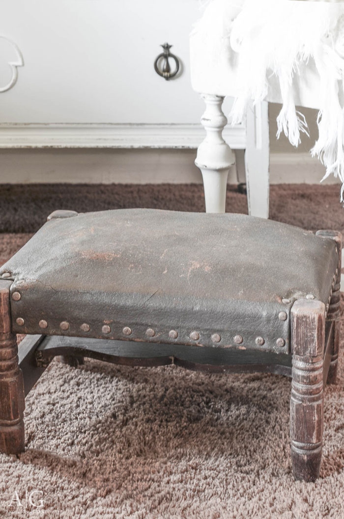 Vintage leather footstool