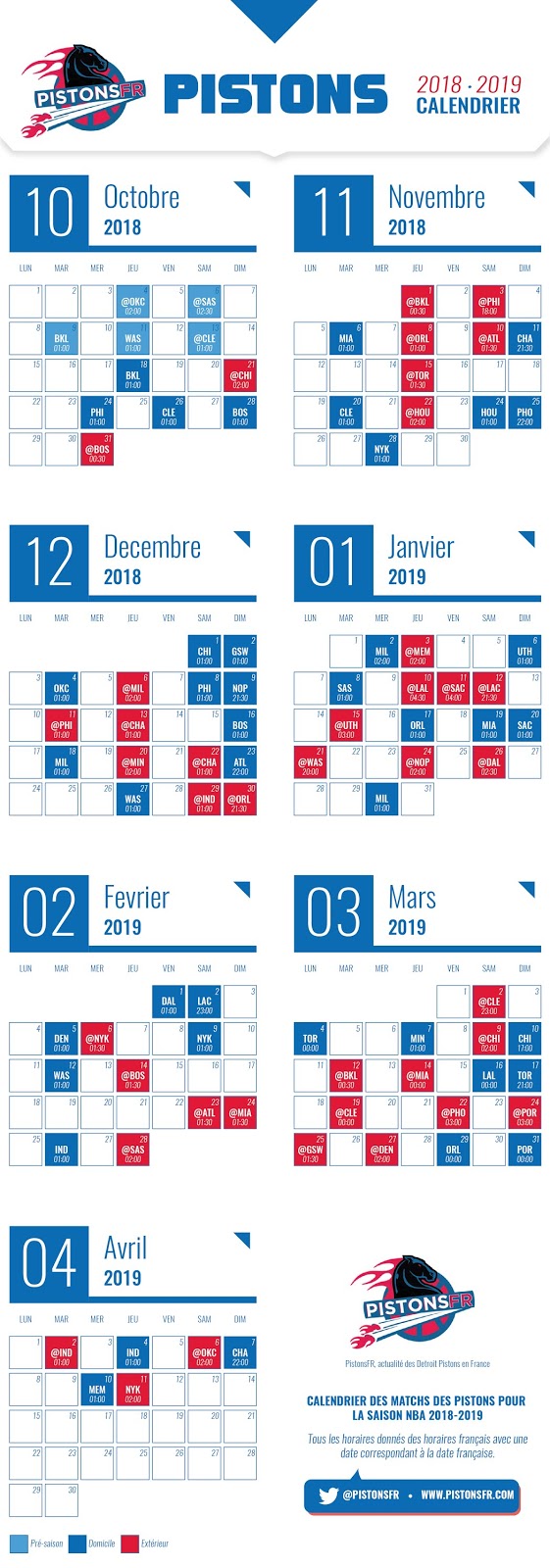 Calendrier 201-2019 | PistonsFR, actualité des Detroit Pistons en France Calendrier 201-2019 | PistonsFR, actualité des Detroit Pistons en France