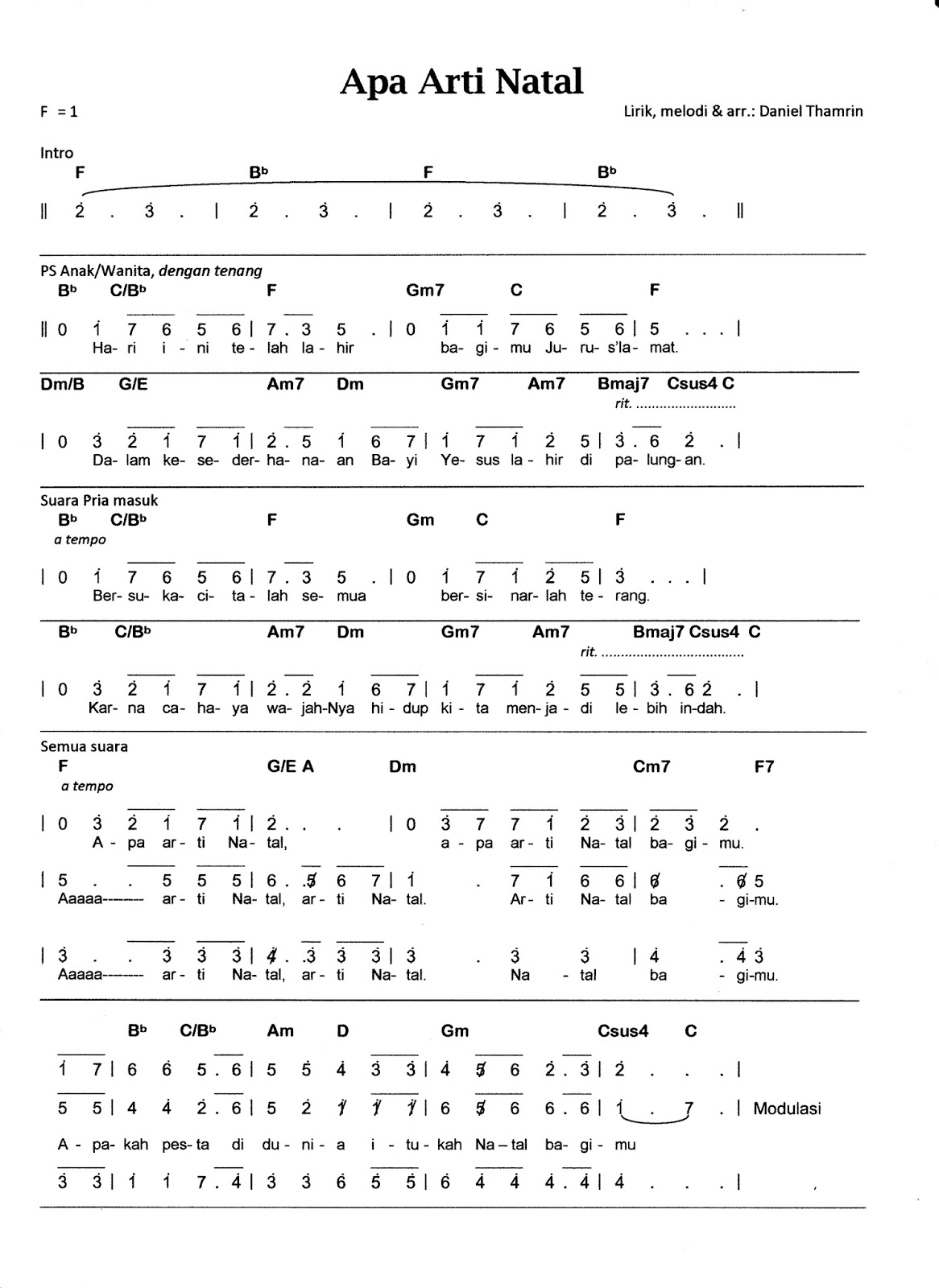 Not Angka.lagu Dari Pulau.dan Benua Not Angka Lagu Dari