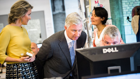 Queen Mathilde and King Philippe of Belgium visited the media group Mediafin in Brussels