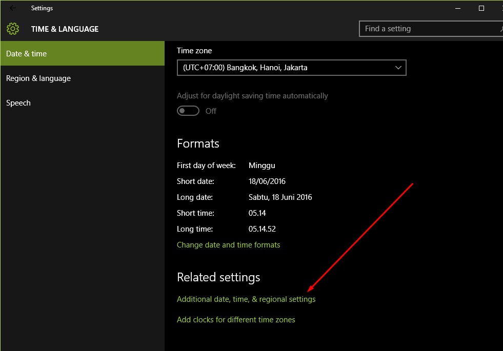 Cara Merubah Format Jam ke Indonesia di windows 10 - tes tema
