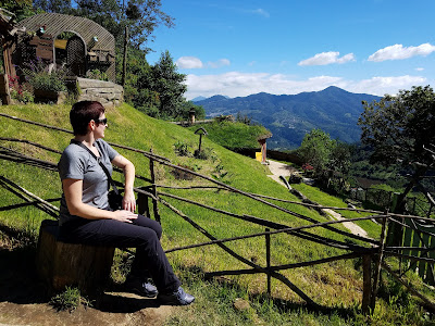 woman looking at view of mountains in Guatemala