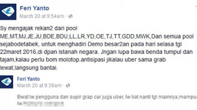 Terungkap!!! Ajakan Sopir Taksi untuk Membawa Bom Molotop yang Beredar Di Facebook Terungkap!!! Ajakan Sopir Taksi untuk Membawa Bom Molotop yang Beredar Di Facebook