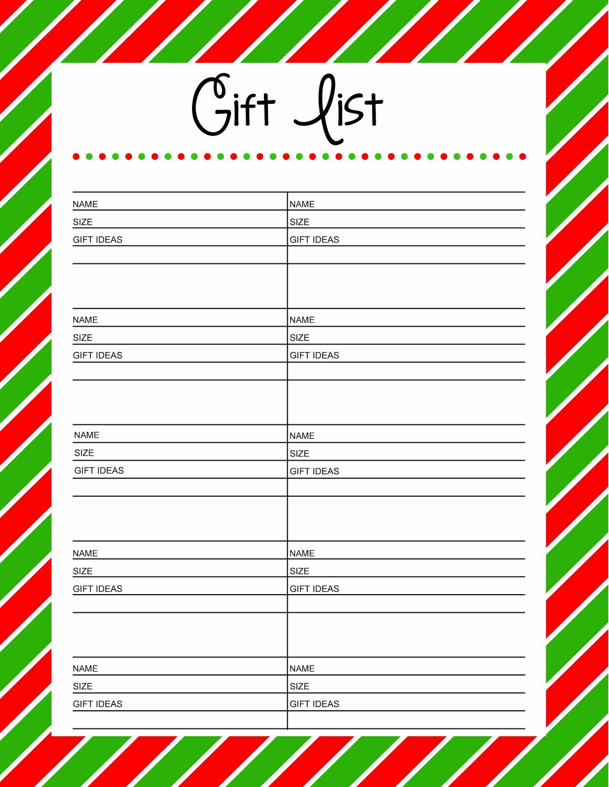 Free Printable Gift List {25 Days to an Organized Christmas} Kelly