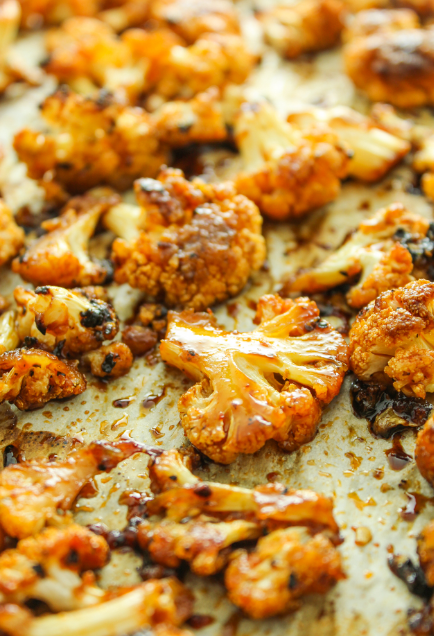 SWEET AND SPICY BAKED CAULIFLOWER SWEET AND SPICY BAKED CAULIFLOWER