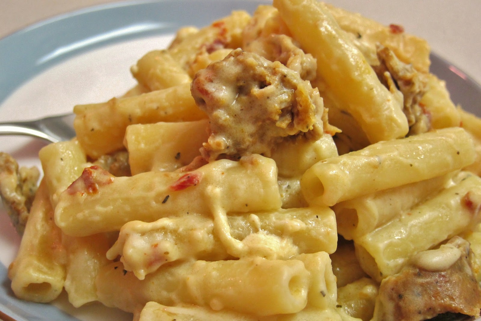 The Vegan Chronicle White Cheese and Sausage Pasta