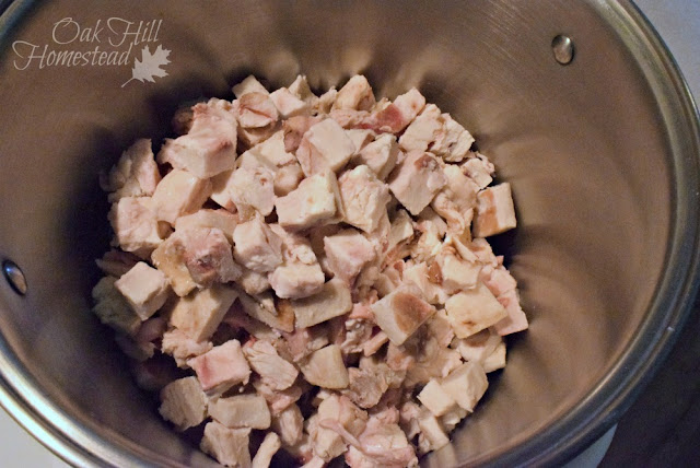 Chop the fat into cubes and add to the stockpot