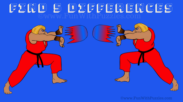 It is Spot the Differences Picture Riddle for school going Teens in which you have to find the 5 differences in two fighters