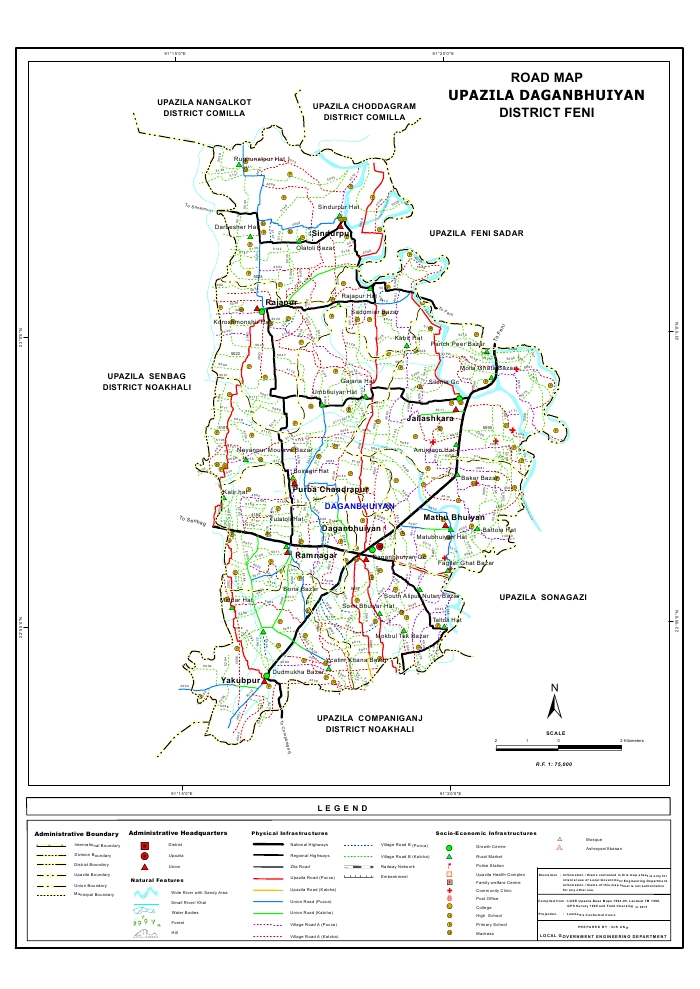 Daganbhuiyan Upazila Road Map Feni District Bangladesh