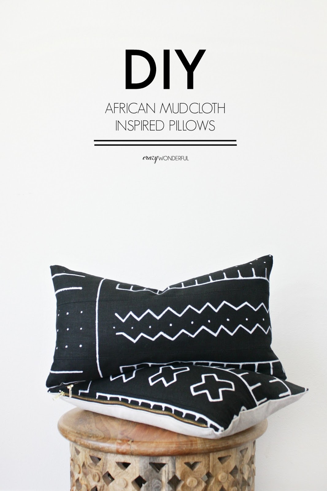 DIY african mud cloth pillows Crazy Wonderful