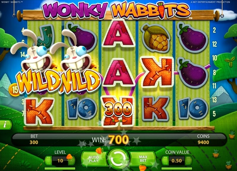 Wonky Wabbits Video Slot Screen