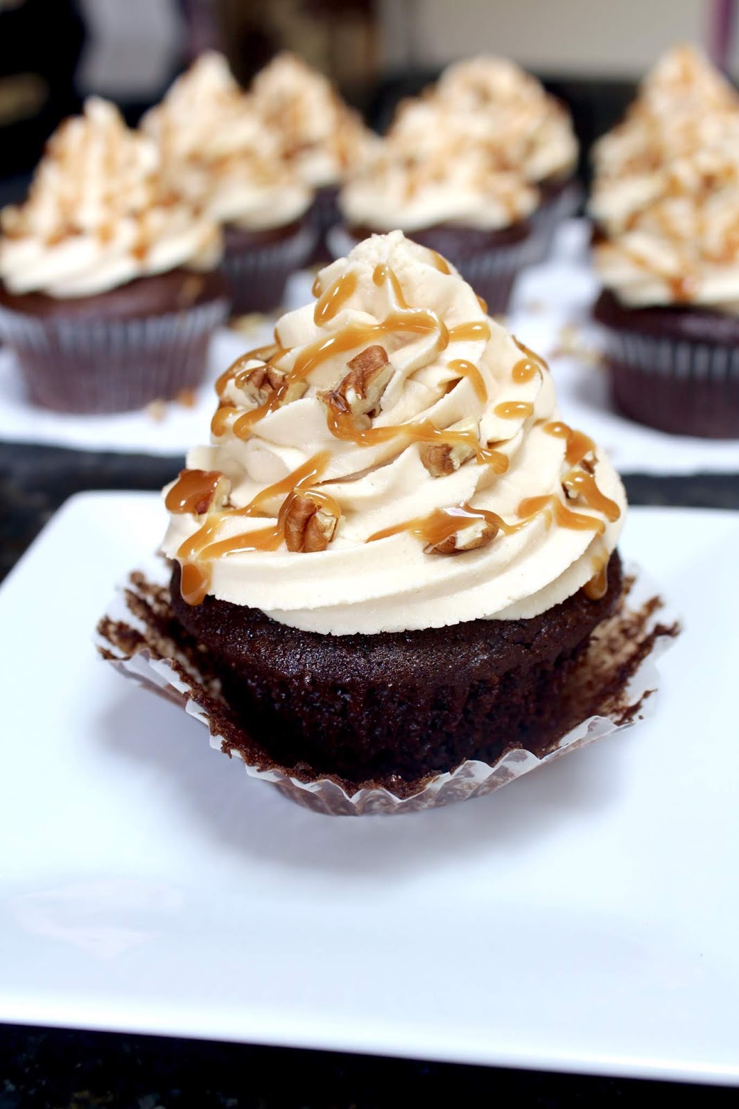 Chocolate Turtle Cupcakes with Caramel Buttercream Frosting Delicious