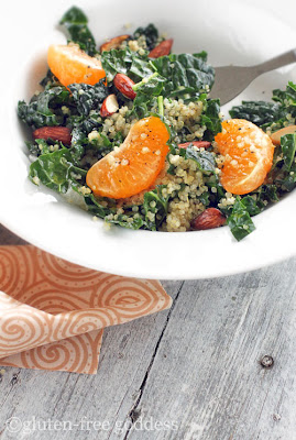 kale salad with quinoa tangerine and roasted almonds