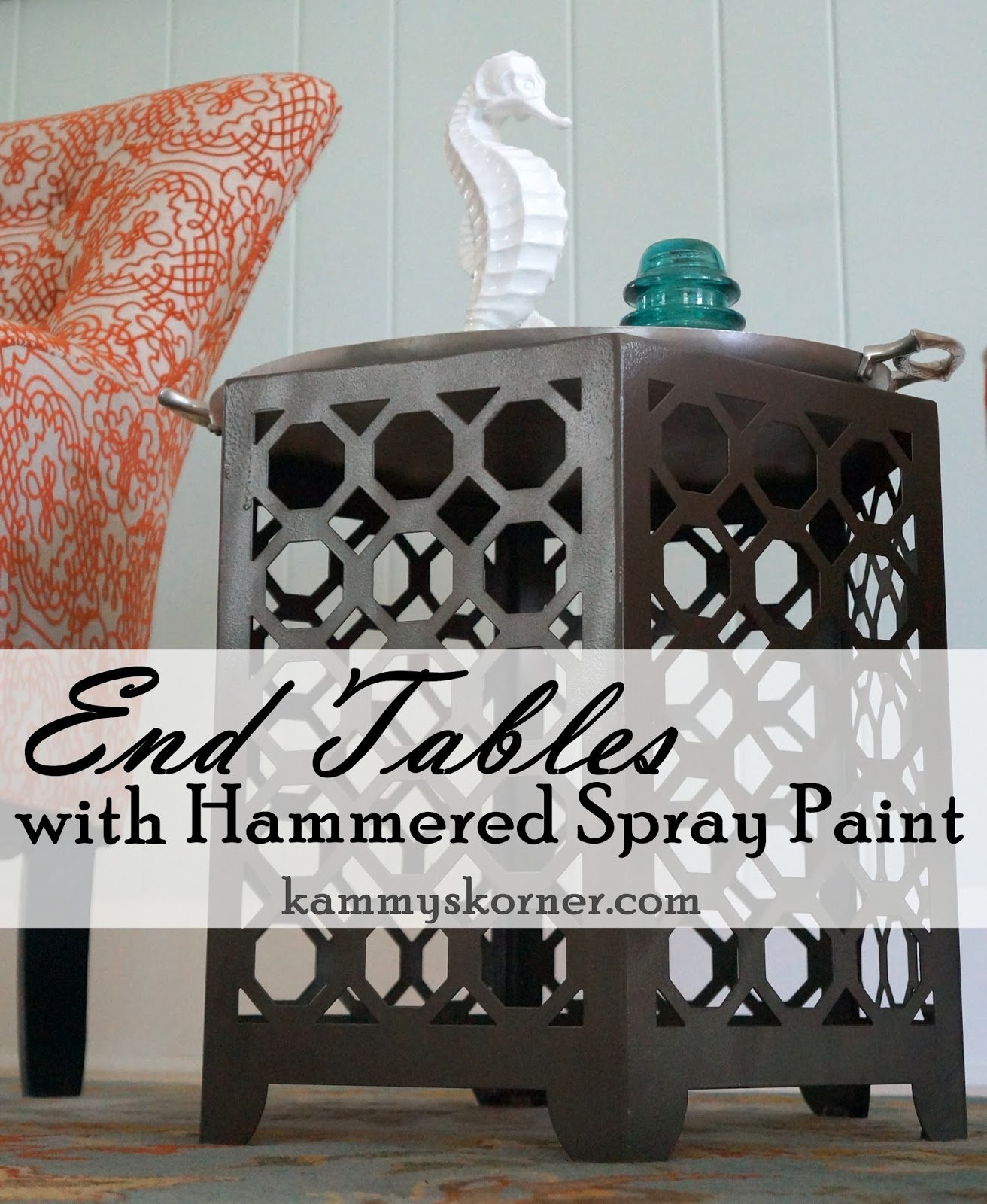 Kammy's Korner Hammered Spray Paint on Metal End Tables
