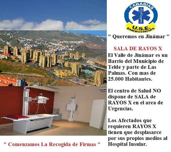 Recogen firmas para sala rayos X en Jinámar, Telde Recogen firmas para sala rayos X en Jinámar, Telde