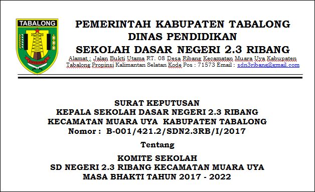 Contoh Format SK Komite Sekolah Terbaru 2017 BlogSekolah