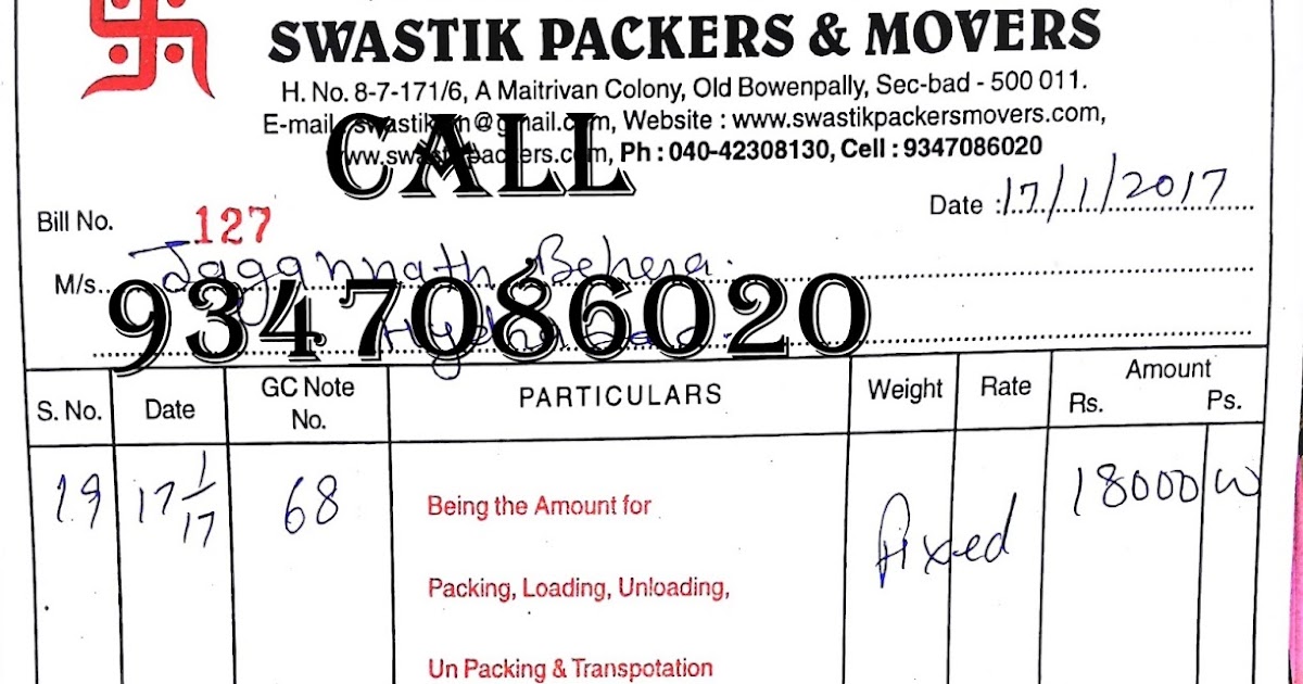 movers and packers bill