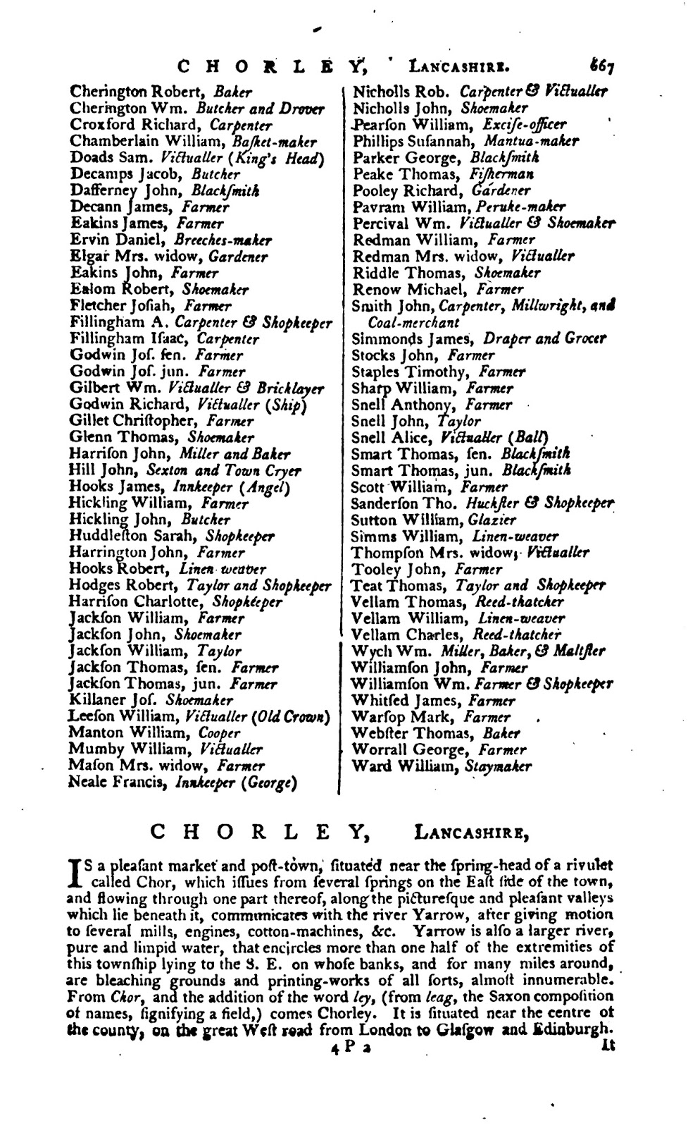 Chorley Commercial & Trade Directories 1793 Universal British