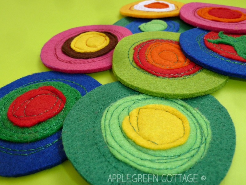 Colorful DIY Felt Coasters Tutorial AppleGreen Cottage