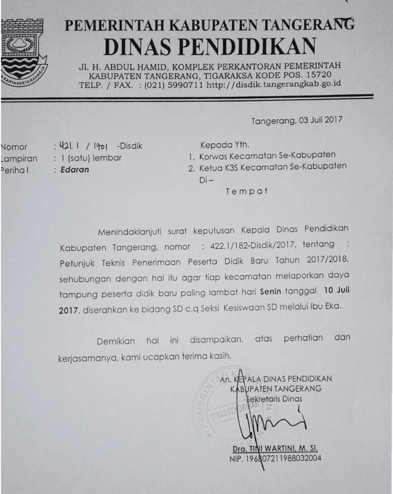Contoh Surat Keputusan Kepala Dinas Pendidikan
