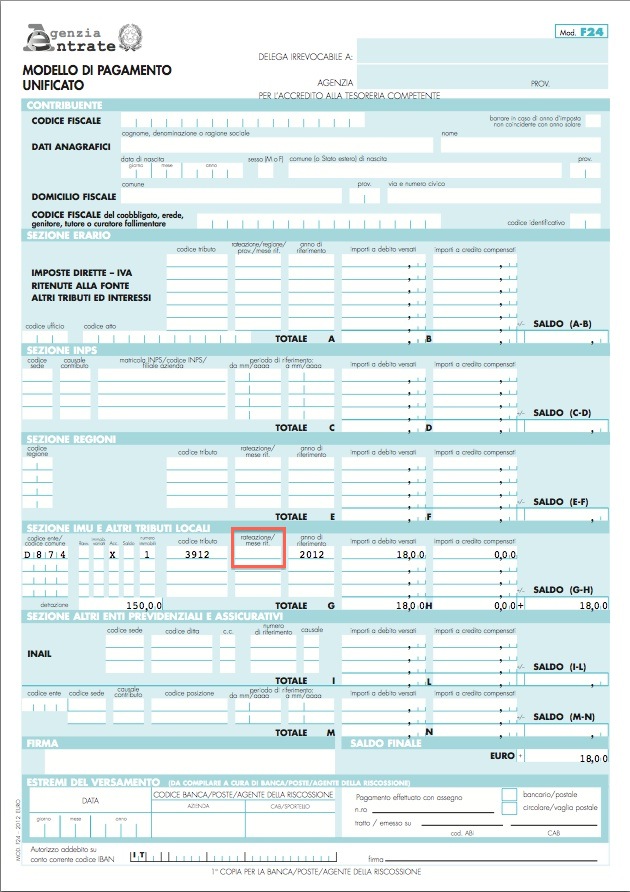 modello f24 per imu