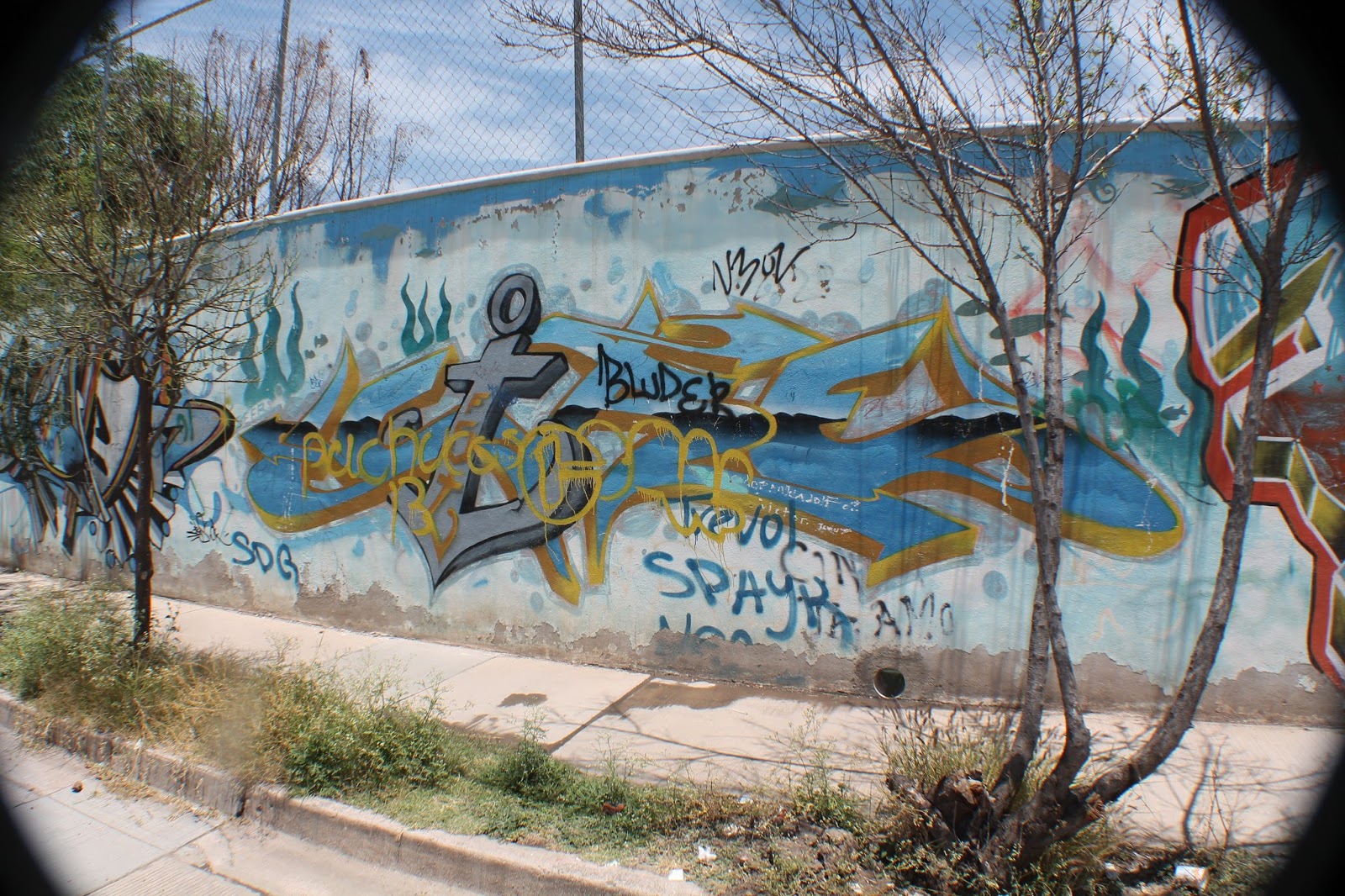 Art Graffiti Zone Blue Spot Flies Letter Graffiti Street Art