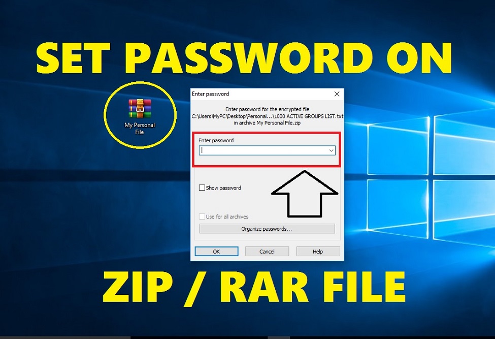 Zip file game. Set password. Enter password.