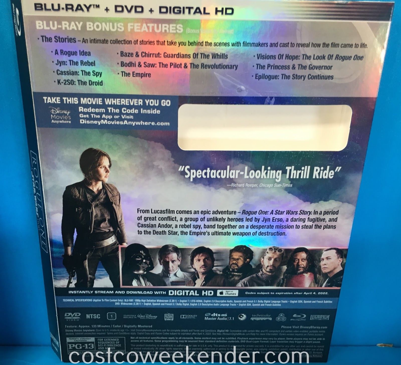 Rogue One A Star Wars Story Bluray and DVD Costco Weekender