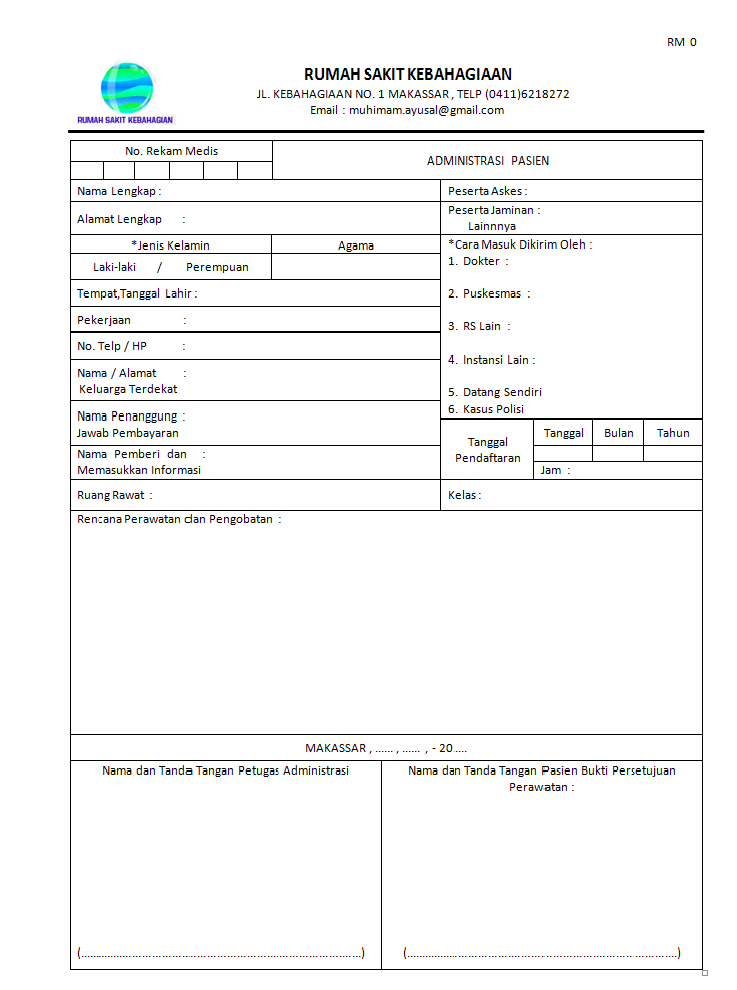 Formulir Administrasi Pasien standar APK 1.2 - Ilmu056