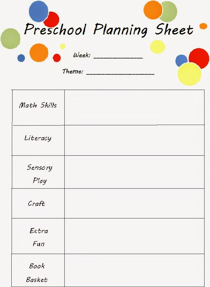 printable preschool planning sheet