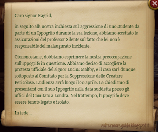 L3C14M1: Lettera dei consiglieri della scuola a Hagrid, riguardo il destino dell'ippogrifo Fierobecco