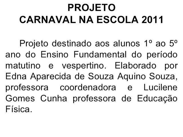 Projeto Carnaval na Escola