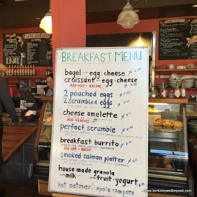 breakfast menu at Espresso Roma in Berkeley, California