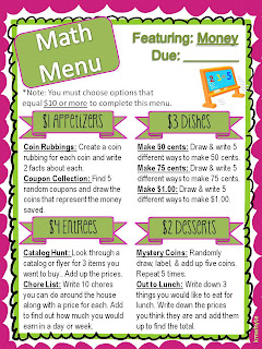 From One Teacher to Another: Math Menu - One done, so many possibilities