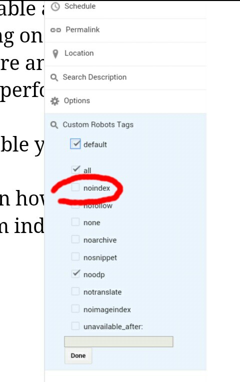 How To Disable a Particular Post From Indexing On Blogger
