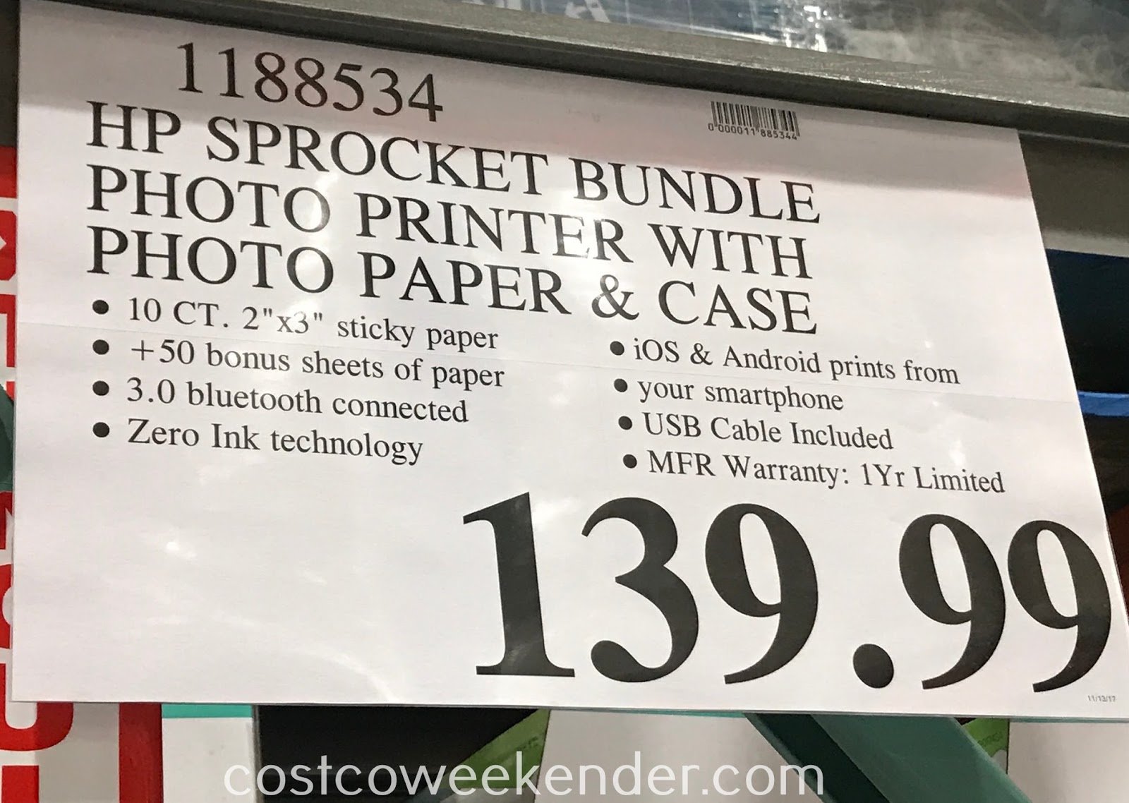 HP Sprocket Bundle Photo Printer Costco Weekender