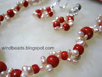 Red Coral and White Pearl Necklace