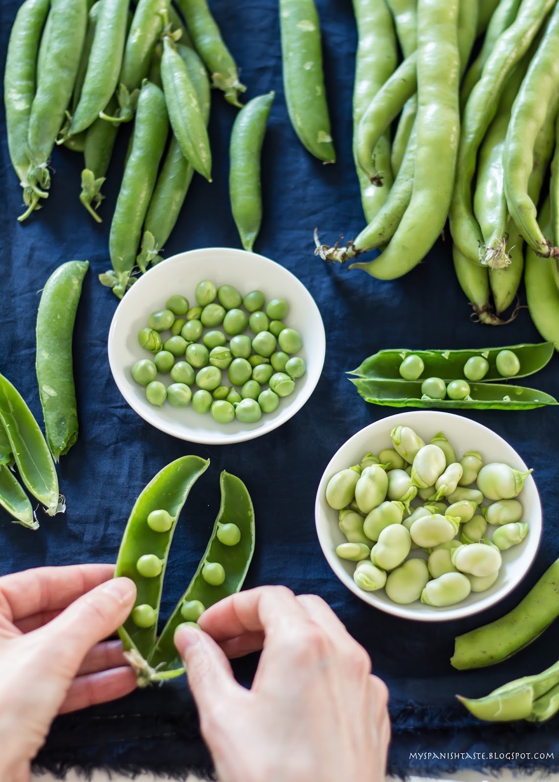 My Spanish Taste Broad beans and peas salad with arugula pesto