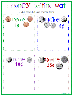money math sorting mat teaching activities preschool grade simple pad coins kindergarten happy counting freebies petersons activity teach station worksheets