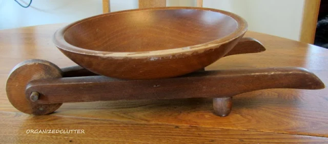 Vintage Wooden Bowl Wheelbarrow