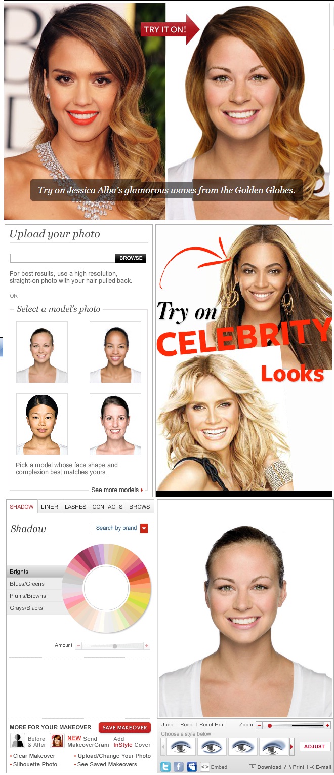 Hollywood Virtual Makeover Hair Eyes Lips Skin Complete Looks Makeup