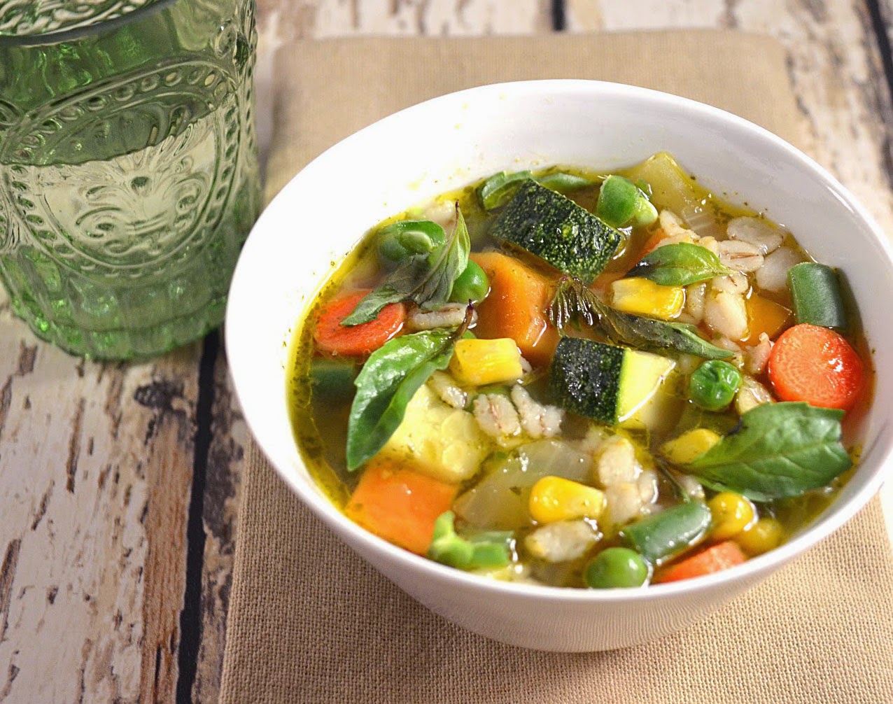Sew French Vegetable Soup with Barley & Basil