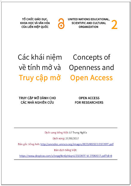 ‘Các khái niệm về tính mở và truy cập mở’ - bản dịch sang tiếng Việt